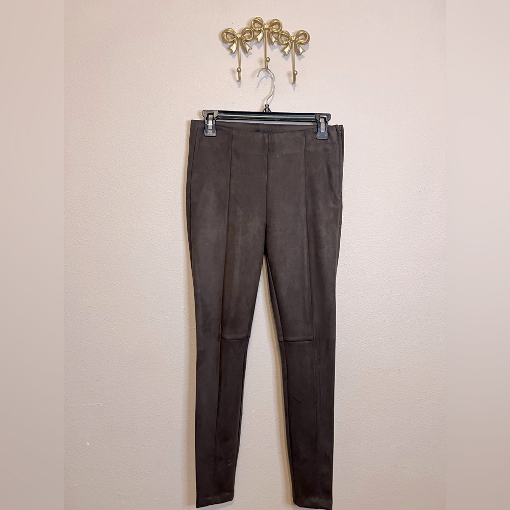 LOFT Brown Faux Suade Skinny Pants